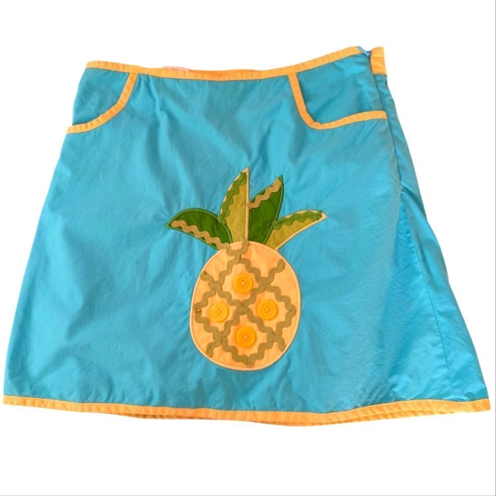 Land's End Girls Blue Embroidered Pineapple Skort Size‎ 14
